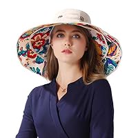 iHomey Packable Extra Large Brim Floppy Sun Hat Reversible UPF 50+ Beach Sun Bucket Hat Beige
