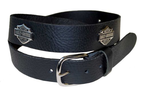 Harley-Davidson Mens Bar &amp; Shield Medallion Genuine Leather Belt Black HD97 (44)