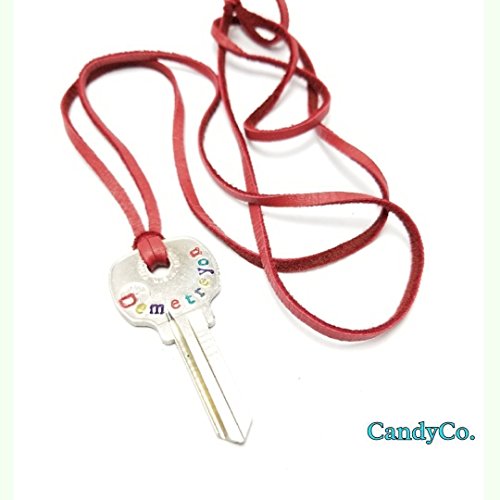 Vintage Hand Stamped Key Necklace on Leather, Vintage Keys Handmade, Custom Jewelry, Personalized Key Necklaces, Gift For Women Repurposed Inspirational Giving Jewelry Mom Gift giving key