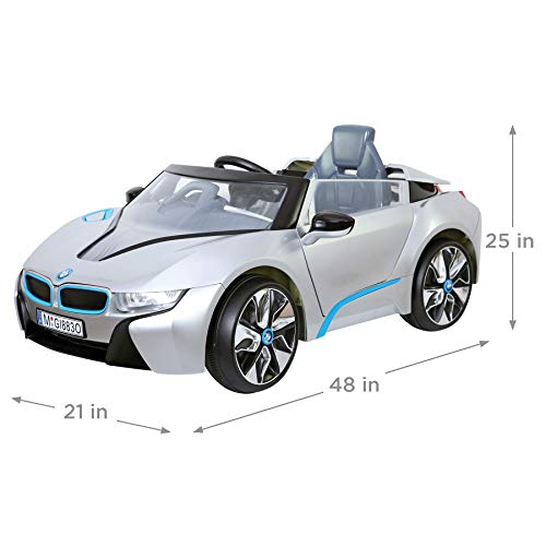 Rollplay 6V BMW I8 Kid's Ride-On Car - for Boys & Girls Ages 3 & Up - Battery-Powered Ride On Toy- Silver