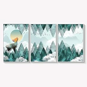 Framed Canvas Wall Art for Living Room, Bedroom Abstract Landscape Dream Place Canvas Prints for Home Decoration Ready to Hanging - 16"x24"x3 Panels