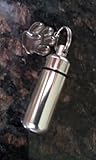 Companion Set of TWO Pet Cremation Urn Keychain Keepsake with Large Hematite Plated Paws - Includes Velvet Pouch & Fill Kit