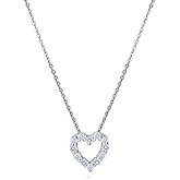 BERRICLE Yellow Gold Flashed Sterling Silver Open Heart Pendant Necklace for Women, Cubic Zirconia CZ
