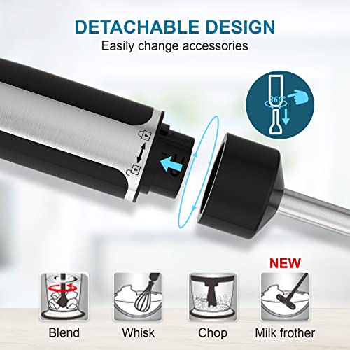 Immersion Hand Blender, 800W Stick Blender, 20 Speed Stainless Steel