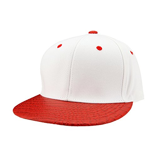 L.O.G.A. Snapback Faux Aligator Brim Unisex Flatbill Hat - White/Red