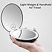 Terresa Lighted Travel Makeup Mirror, Round 1x/7x Magnifying Mirror, Portable Battery Operated for Hand Held, Compact Mirror with LED Lights for Beauty Cosmetic Camping