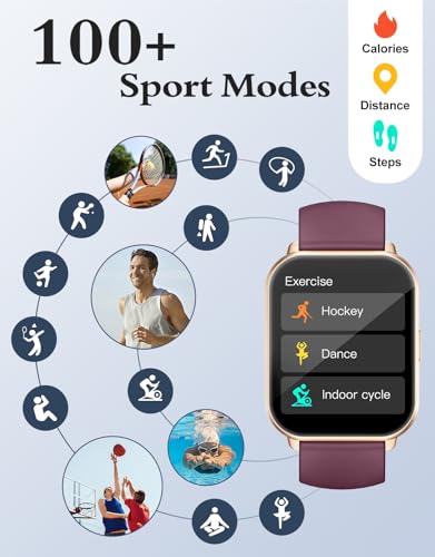 RUIMEN Smartwatch with Calls, Smart Watch Receive Call and Voice Assistant, Smartwatch Woman Man with Pedometer Blood Oxygen Waterproof IP68 100+ Sports Modes