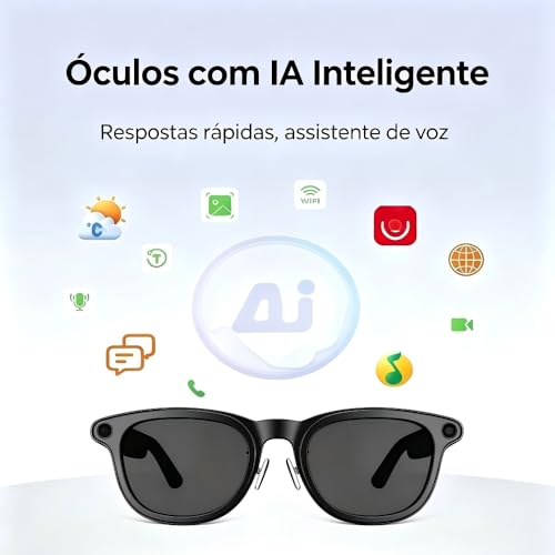 YARUIKE Óculos Inteligentes X01, equipado com câmera de 8MP, tradução em tempo real, Bluetooth 5.3, gravação em 1200P, estabilização de 6 eixos, reprodução de música e função de chamadas (Branco)