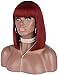 Kalyss Bob Short Hair Wig for Women Heat Resistant Yaki Synthetic Hair Brown Women's Wig With Hair Bangs (ombre burgundy red)
