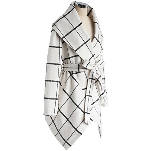 image for Chicwish Women's Turn Down Shawl Collar Earth Tone Check/Black White G
