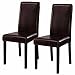 Costway Elegant Design Leather Modern Dining Chairs Room Furniture Urban Style Solid Wood Leatherette Padded Parson Chair Kitchen Seats 21”X16”X35” ,Black/Brown,Set of 2 (Brown)