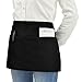 VEEYOO Waist Apron with 3 Pockets, 1 Pack, Waiter Server Short Half Aprons for Women Men, Waitress Aprons Cotton Short Apron for Kitchen, Restaurant, 24