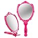 PROBEAUTIFY Decorative Hand Held Mirror | Butterfly Design | 180 Degrees Folding | Portable Travel Makeup Mirror (Hot Pink, 10