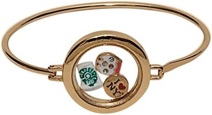 Floating Charms Round Pendant Bangle Bracelet