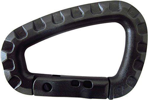 Tactical Carabiner Keychain - Hard Polymer Carabiners Climbing D Rings Light Weight Spring Snap Gear Clip Utility Hooks Backpack Hanging Buckle for Camping Hiking Fishing (Black, 6PCS)
