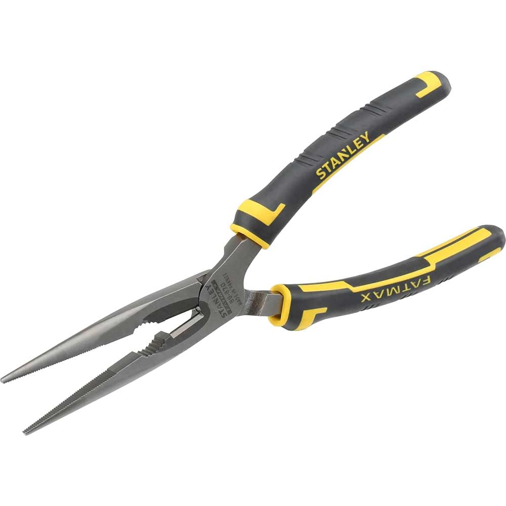 Stanley Max Steel Long Nose Plier 200MM 089 870, Black/Yellow
