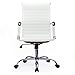 GTPOFFICE Modern Ribbed Swivel Conference Chair Leather Office Chairs High Back Ergonomic Adjustable Chair with Arms (WHITE)