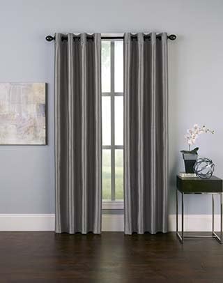 Curtainworks 1Q80610GPT Malta Faux Silk Grommet Curtain Panel, 50 by 84", Pewter