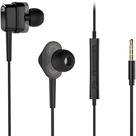 Mxstudio Wired In-Ear Headphones Dual Dynamic Drivers Hi-fi Earphones with Microphone Black
