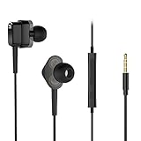 Mxstudio Wired In-Ear Headphones Dual Dynamic Drivers Hi-fi Earphones with Microphone Black