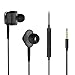 Mxstudio Wired In-Ear Headphones Dual Dynamic Drivers Hi-fi Earphones with Microphone Black
