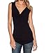 Sarin Mathews Women's Cowl Neck Ruched Sleeveless Sexy Blouse Stretch Tank Tops Black L