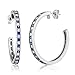 1.50 Inch Beautiful 925 Silver White & Blue Created Sapphire Hoop Earrings