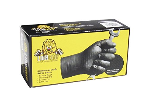 Lion grip black disposable nitrile gloves, x-large, cas…