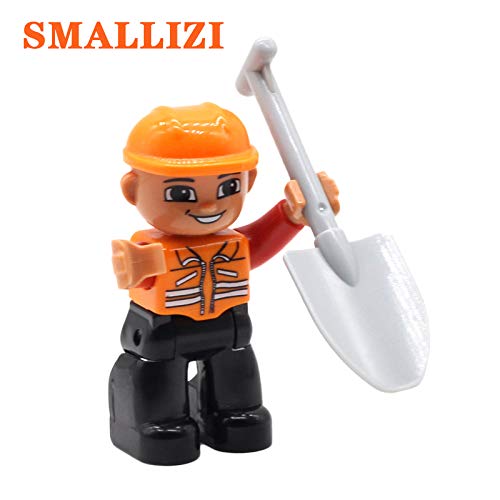 Career People Big Size Building Blocks Compatible Duplo Policemen Pirate Soldier Princess Firemen Worker Bricks Character Toys Miner Shovel