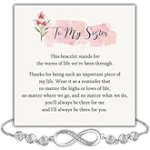 CALLA DECORGIFTS Sister Gift Infinity Bracelet for Women, Stainless Steel Bracelets from Sister, Best Friend or Brother, Birthday Christmas Gift