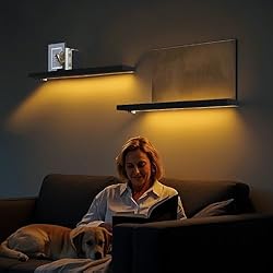BAMEOS Black Floating Shelves with LED, 31" Sturdy