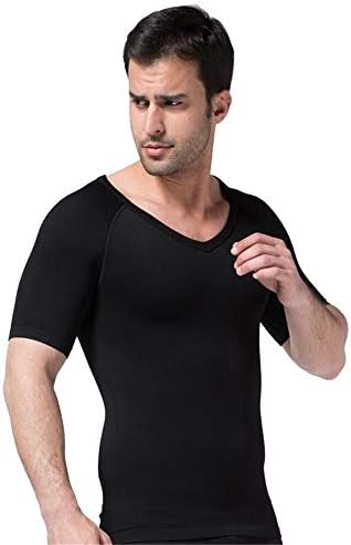 Sodacoda Men's Belly Compression V Neck Shirt - Slimming Shapewear Short Sleeve