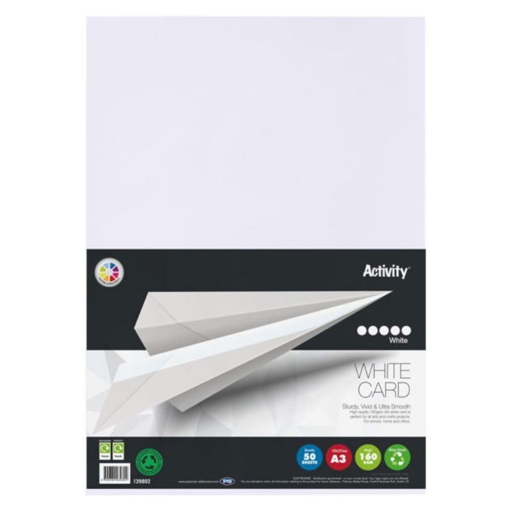 Premier Activity A3 160gsm Card – 50 Sheets (White)