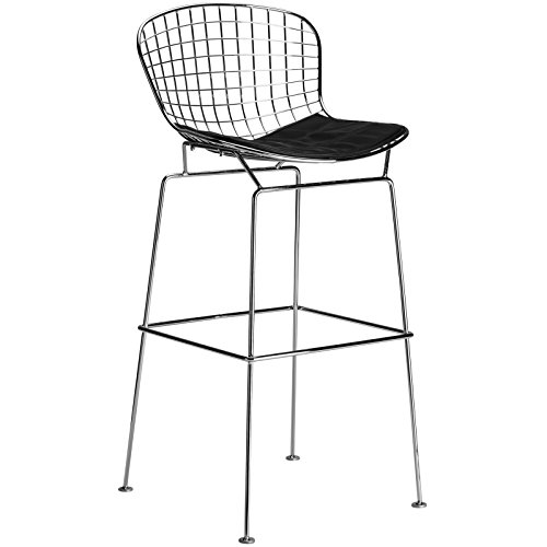 Poly and Bark Bertoia Style Wire Bar Stool in Black
