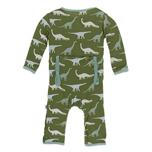 Kickee Pants Little Boys Print Coverall with Zipper - Moss Sauropods, 2T - Thumbnail 2