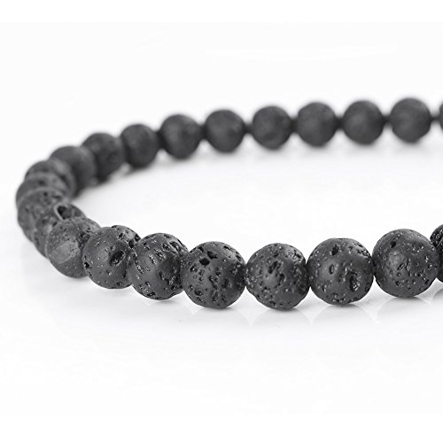 Mallofusa Natural Black Lava Gemstone Beads-8MM Well-Polished Round Loose Beads for Necklace Bracelets Jewelry Making Gift Idea