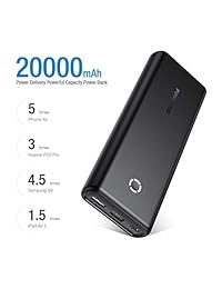 POWERADD EnergyCell 20000 Cargador Portátil con Entrega de Alimentación, PD 18W 20000mAh Batería Externa Pack con USB C y 2 Puertos USB, Carga Rápida Compatible para iPhone Samsung Smartphones
