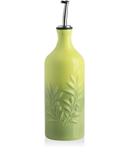 Dispenser Per Olio D'Oliva In Porcellana - Bottiglia Da 460ml Con Beccuccio, Antiossidazione, Per Cucina E Tavola