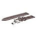Ac Union ACUNION™ Cowhide Leather Watch Strap Push Button Butterfly Deployment Buckle Watch Black Brown (22mm, Brown With Tan Stitch)