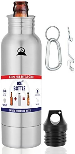 The Original Beer Cooler - Ice2Bottle - Cold Beer - Beer Keeper - Stainless Steel Bottle Insulator - Beer Holder - Fits 12oz Bottles - Includes Bottle Opener &amp; Keychain Carabiner (Stainless Steel)