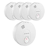 X-Sense SD10 X 10-Year Battery Smoke Detector Fire Alarm Photoelectric Sensor (5-Pack)