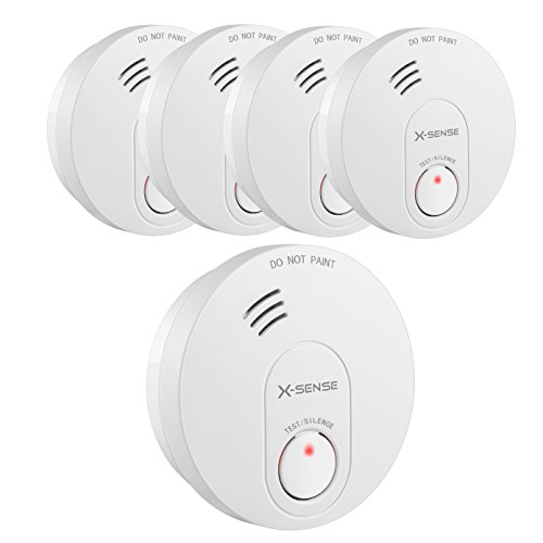X-Sense SD10 X 10-Year Battery Smoke Detector Fire Alarm Photoelectric Sensor (5-Pack)