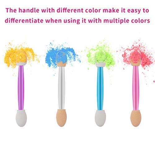 Cuttte 120PCS Disposable Dual Sides Eye Shadow Sponge Applicators with Container, 4 Colors Eyeshadow Brushes Makeup Applicator - Thumbnail 2