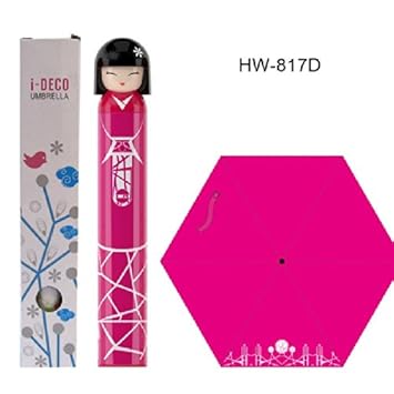 Fuchsia Kokeshi Doll Umbrella w Hard Case
