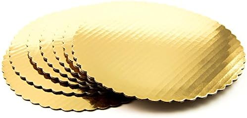 SMARTBUYER 7Inch Golden Round Cake Base With Laminated White Back - Pack of 10