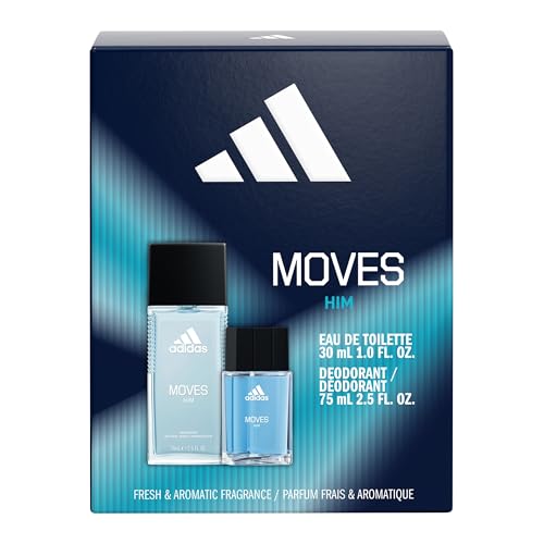 adidas Moves for Him Giftset,1 fl oz EDT + 2.5 fl oz Body Fragrance, Notes of Green Apple, Cedarwood, Musk, Men's Fragrance, Long Lasting, Sporty Fragrance, Travel Size