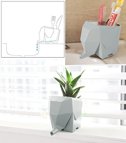Agile-Shop Cute Elephant Design Plastic Cutlery Drainer Storage Holder Box for Home Kitchen, Bathroom, Toothbrush, Small Knife Accessories (Gray)