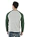 Guinness Green and Grey Heathered Vintage Baseball Tee - Cotton Polyester Raglan Style Long Sleeve T-Shirt