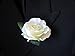 White Silk Rose Flower Boutonniere with Cream Ribbon High End Quality