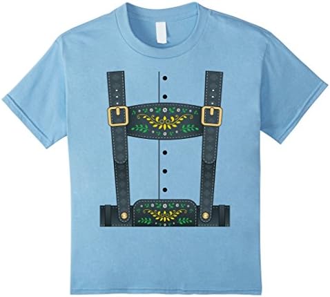 Kids Lederhosen Oktoberfest T-Shirt or Halloween Costume 8 Baby Blue